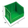 Global Industrial Plastic Stacking Bin 11 x 10-7/8 x 5, Green, Lot of 6 view 4
