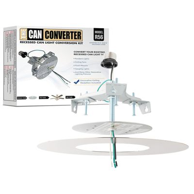 The Can Converter R56 Recessed Can Light Conversion Kit w/ 7" Flat Ceiling Medallion - Home Improvement for 5" & 6" Cans, Converter Kit for Ceiling Fan & Light Fixture, UL Certified, Polished Nickel