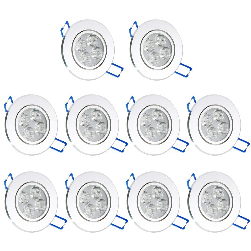 10 Pack,Pocketman 110V 4W Dimmable LED Ceiling Light Downlight,Cool White Spotlight Lamp Recessed Lighting Fixture,with LED Driver