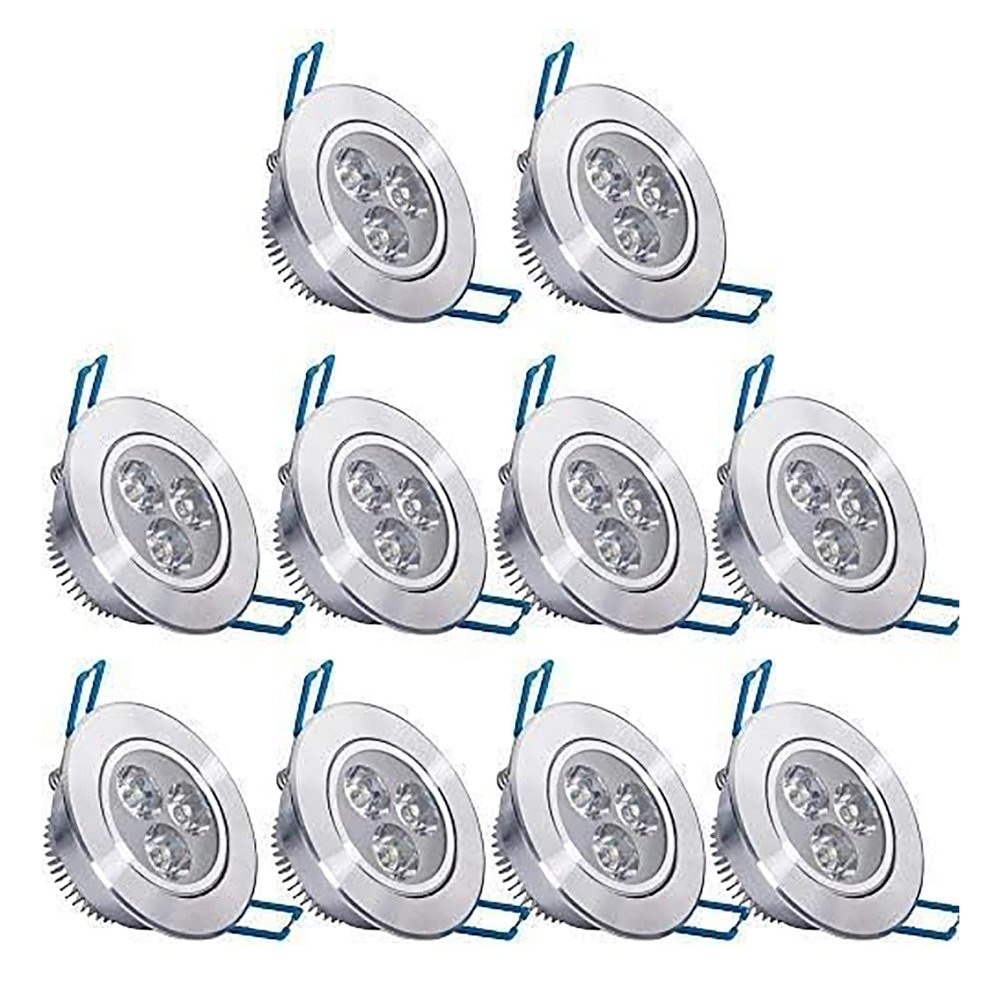 Pocketman 10 Pack, 110V 3W Dimmable LED Ceiling Light Downlight,Cool White Spotlight Lamp Recessed Lighting Fixture,with LED Driver