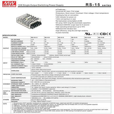MW Mean Well RS-15-12 12V 1.3A 15.6W Single Output Switching Power Supply