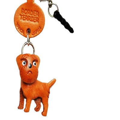 Border Terrier Leather Dog Earphone Jack Accessory/Dust Plug/Ear Cap/Ear JackVANCA Made in Japan #47793