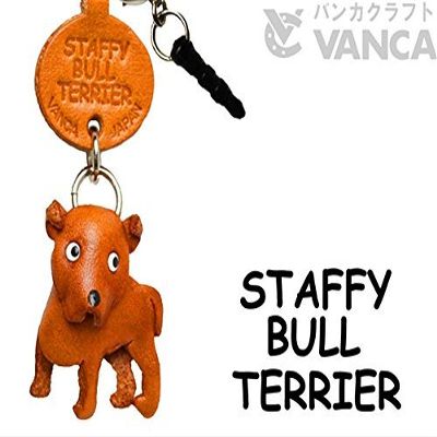 Staffordshire Bullterrier Leather Dog Earphone Jack Accessory/Dust Plug/Ear Cap/Ear JackVANCA Made in Japan #47797
