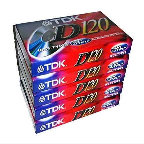 TDK 5 Pack Audio Cassette Tapes - Red, 300 Minutes, Cassette, 5 Count