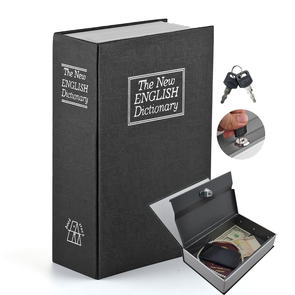 ALLOMN Book Safe with Key Dictionary-Shaped For Coins Cash Money Jewellery