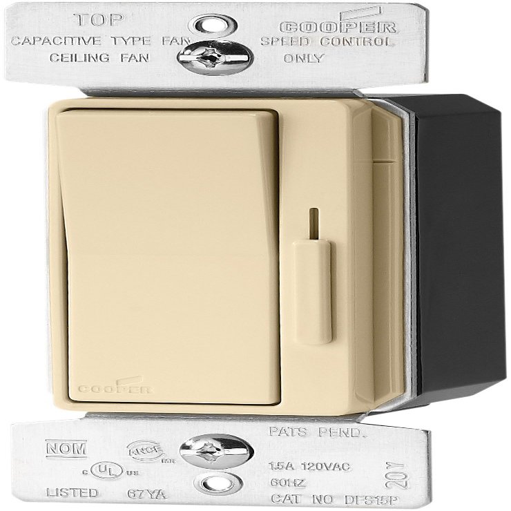Cooper Wiring Devices DFS15P-V-K CORE DEVINE 1.5-Amp 120-Volt Single-Pole 3-Speed Fan Control with Preset, Ivory
