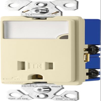 Eaton TR7735A 3-Wire Receptacle Combo Nightlight with Tamper Resistant 2-Pole, Almond
