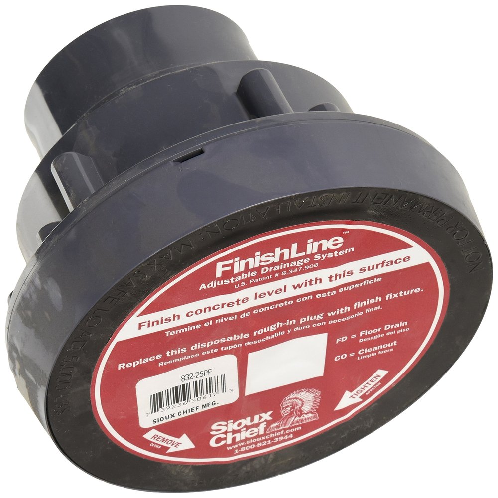 Soux Chief 832-25PNR Finish Line Adjustable Floor Drain Schlage 40 Hub Connection, 5 1/2"