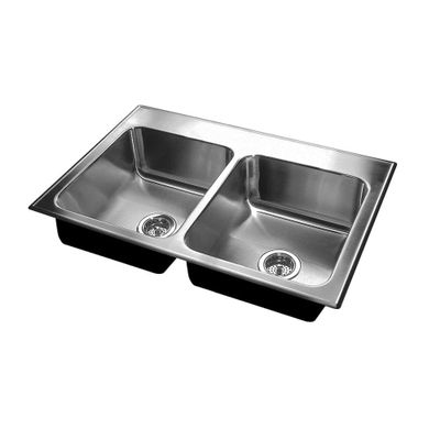 Just DLADA1933A3,5.5,DCR 18 Gauge Ada Drop in Double Bowl Sink with Faucet Ledge