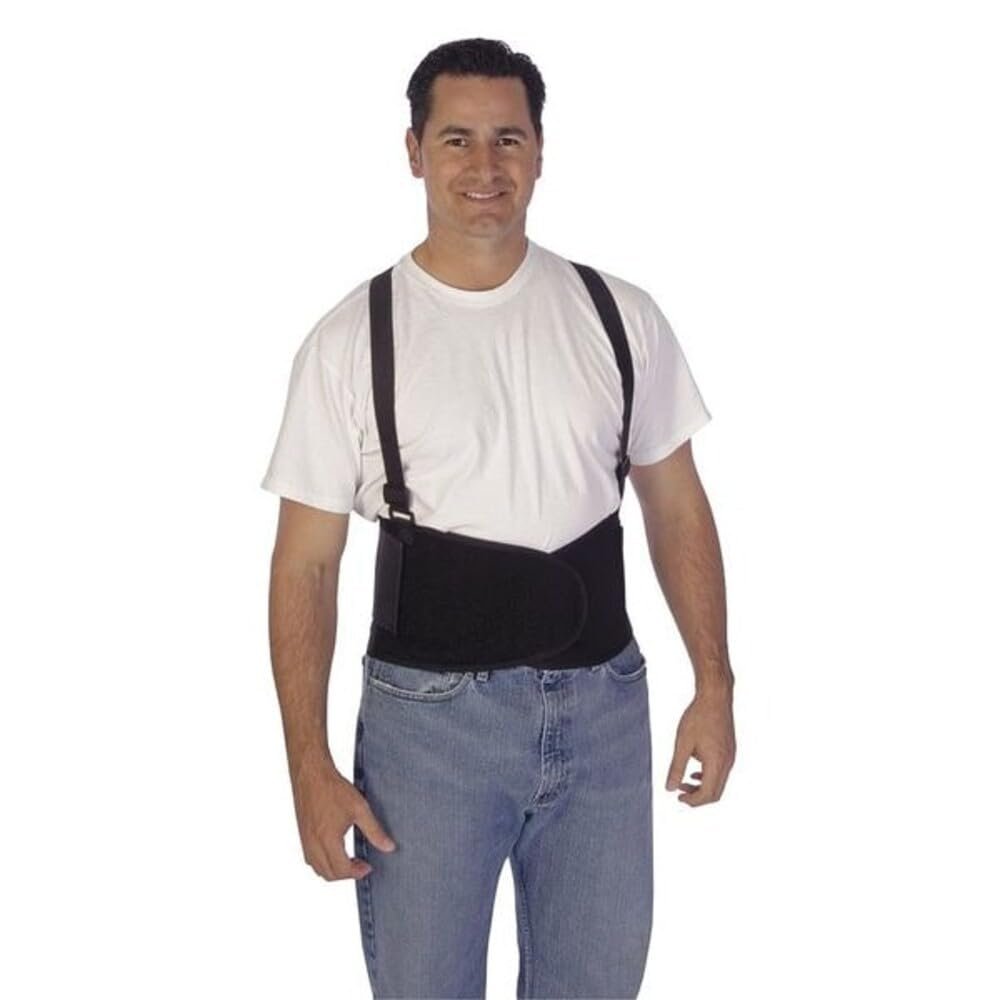 Liberty Glove & Safety 1909L DuraWear Plain Back Support Belt with Detachable Suspenders, Large, Black