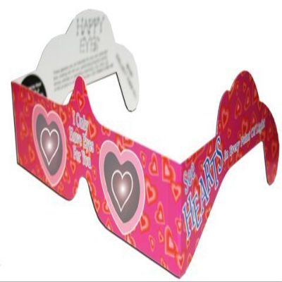 10 3D Paper Glasses, Happy Eyes, Heart Lens, Bulk