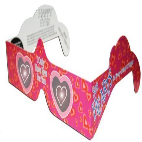 10 3D Paper Glasses, Happy Eyes, Heart Lens, Bulk