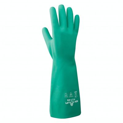 SHOWA 727 Nitrile Chemical Resistant Safety Glove, Unlined, Food Safe, 15 Mil Thick, 13" Length, X-Large (12 Pair)