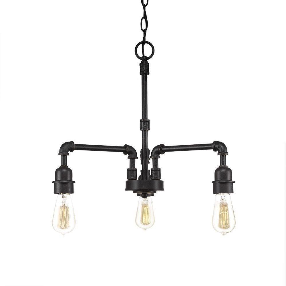 Toltec Lighting Vintage 3 Light Chandelier in Dark Granite (283-DG-AT18)