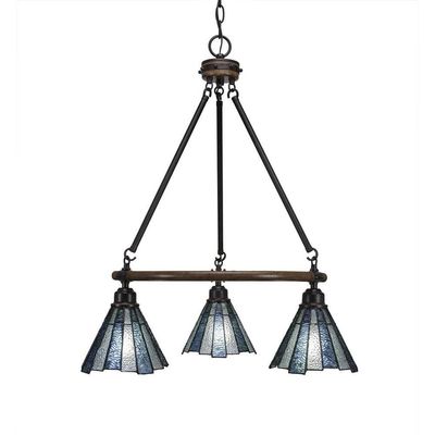 Toltec Lighting 1766-9325 Blacksmith 3 Light Chandelier Sea Ice Tiffany Glass