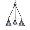 Toltec Lighting 1766-9325 Blacksmith 3 Light Chandelier Sea Ice Tiffany Glass view 1
