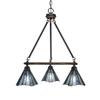 Toltec Lighting 1766-9325 Blacksmith 3 Light Chandelier Sea Ice Tiffany Glass view 2