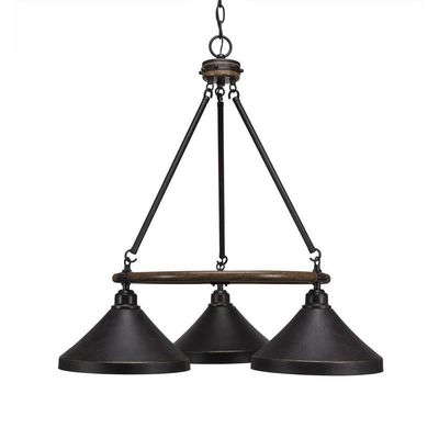 Toltec Lighting 1766-418-DG Blacksmith 3 Light Chandelier Dark Granite Metal Shades