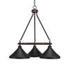 Toltec Lighting 1766-418-DG Blacksmith 3 Light Chandelier Dark Granite Metal Shades view 1
