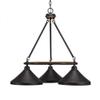 Toltec Lighting 1766-418-DG Blacksmith 3 Light Chandelier Dark Granite Metal Shades view 2