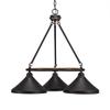 Toltec Lighting 1766-418-DG Blacksmith 3 Light Chandelier Dark Granite Metal Shades view 3