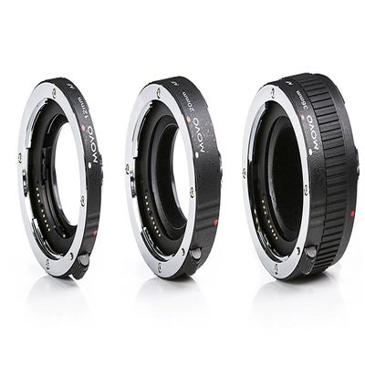 Movo MT-S68 3-Piece AF Chrome Macro Extension Tube Set for Sony Alpha DSLR Camera, A-Mount Lens System with 12mm, 20mm, 36mm Tubes