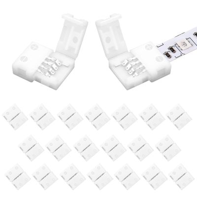 VIPMOON 20 Pack 8mm 4 Pin Led Strip Connectors, Solderless Gapless Strip to Strip Quick Connector for 8mm Wide Non-Waterproof 3528 4 Pin Flex LED Strips