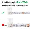VIPMOON 20 Pack 8mm 4 Pin Led Strip Connectors, Solderless Gapless Strip to Strip Quick Connector for 8mm Wide Non-Waterproof 3528 4 Pin Flex LED Strips view 2