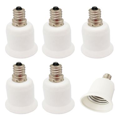 E-Simpo 6pcs E12 to E26/e27 Adapter US Chandelier to Medium Base Converter e12 to E26/e27 Lamp Base Converter, Converts Chandelier Socket (E12) to Medium Socket (E26/e27) (6)