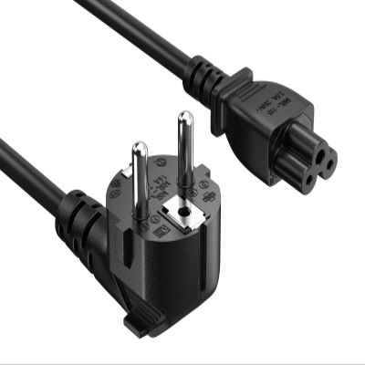 Cable Leader 6ft CEE 7/7 to IEC320 C5 Right Angle European Schuko Power Cord for Notebook 18AWG 10A/250V, 3-Prong European Travel Plug, Power Cord for Type F