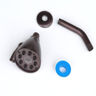 8 Jet Giessdorf Oil Rubbed Bronze Showerhead with 6 Inch Shower Arm, Flange and Thread Sealing Tape