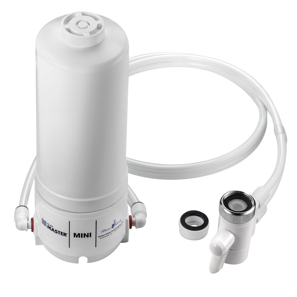 Home Master HM-Mini Countertop Faucet Filter, 1500 Gallon Replaceable Filter, 1 Micron Absolute NSF Certified, Removes Chlorine, Chemicals, VOCs, TTHMs & More, Made in USA
