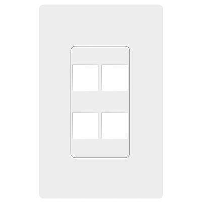 TOPGREENER 4 Port Keystone Jack RJ45 Screwless Wall Plate, Cat7 Cat6 Cat5 Compatible, Size 1-Gang 4.69" x 2.93", Ports .60" x 50", Polycarbonate Thermoplastic, SI8874, Glossy, White