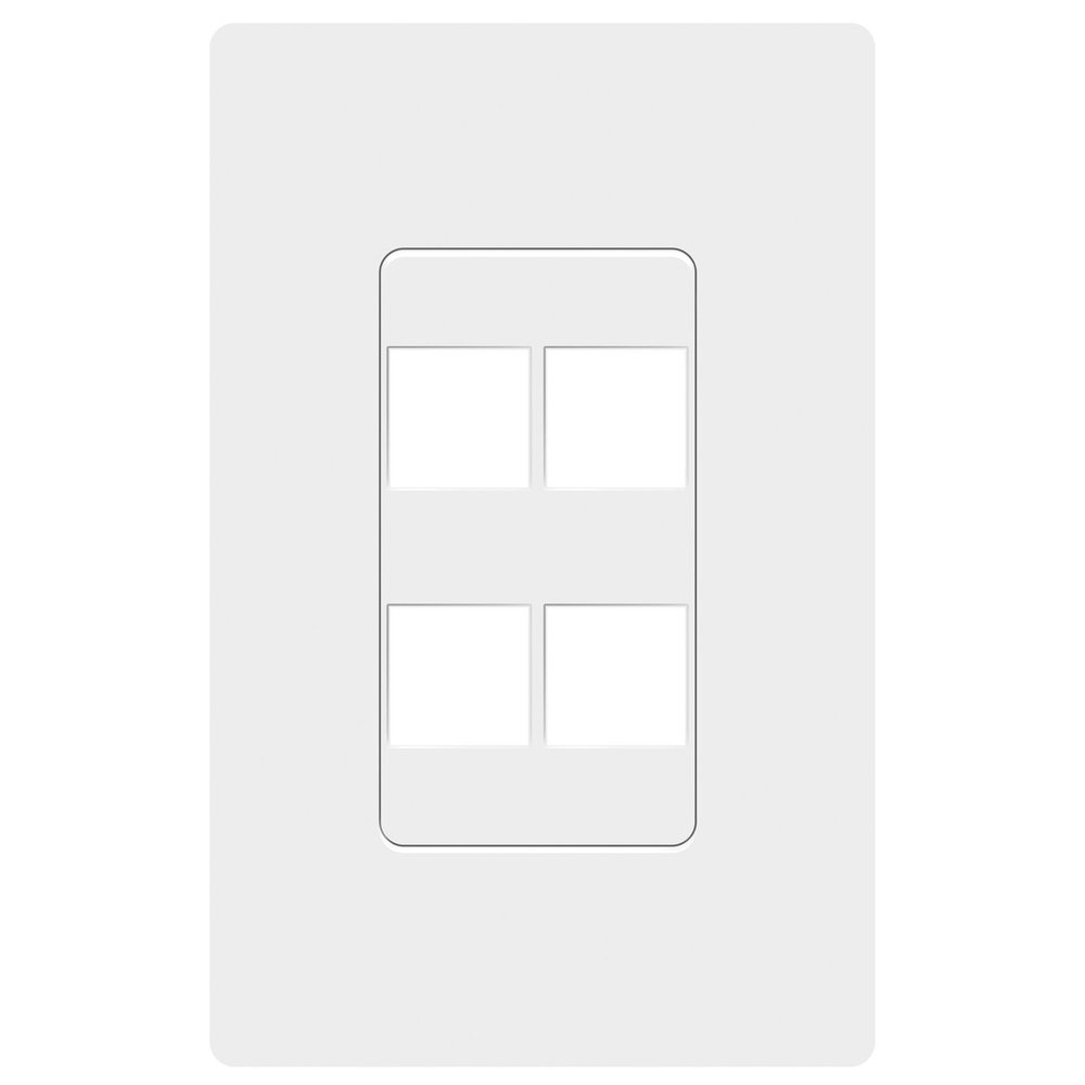 TOPGREENER 4 Port Keystone Jack RJ45 Screwless Wall Plate, Cat7 Cat6 Cat5 Compatible, Size 1-Gang 4.69" x 2.93", Ports .60" x 50", Polycarbonate Thermoplastic, SI8874, Glossy, White