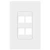 TOPGREENER 4 Port Keystone Jack RJ45 Screwless Wall Plate, Cat7 Cat6 Cat5 Compatible, Size 1-Gang 4.69" x 2.93", Ports .60" x 50", Polycarbonate Thermoplastic, SI8874, Glossy, White view 1