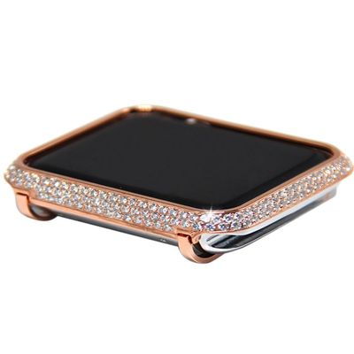 Callancity Bling Crystal Metal Case Compatible for Apple Watch Series 1 2 3 Diamond Protective Cover Bumper for iWatch