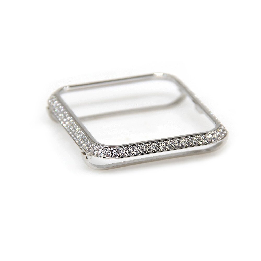 Callancity Metal Crystal Rhinestone Diamond Jewelry Bling Bezel case Cover Bumper 18K Platinum Plating case Compatible with Apple Watch 38mm Series 1