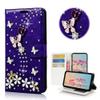 STENES Sparkle Wallet Phone Case Compatible with Google Pixel 2 XL [Stylish] 3D Handmade Bling S-Link Butterfly Floral Crystal Diamond Design Girls Women Cover - Dark Blue view 1