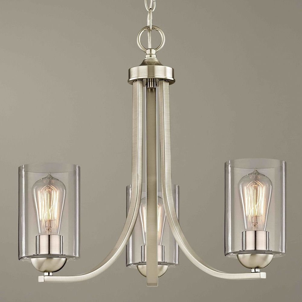 Chain Hung Mini-Chandelier in Satin Nickel Finish