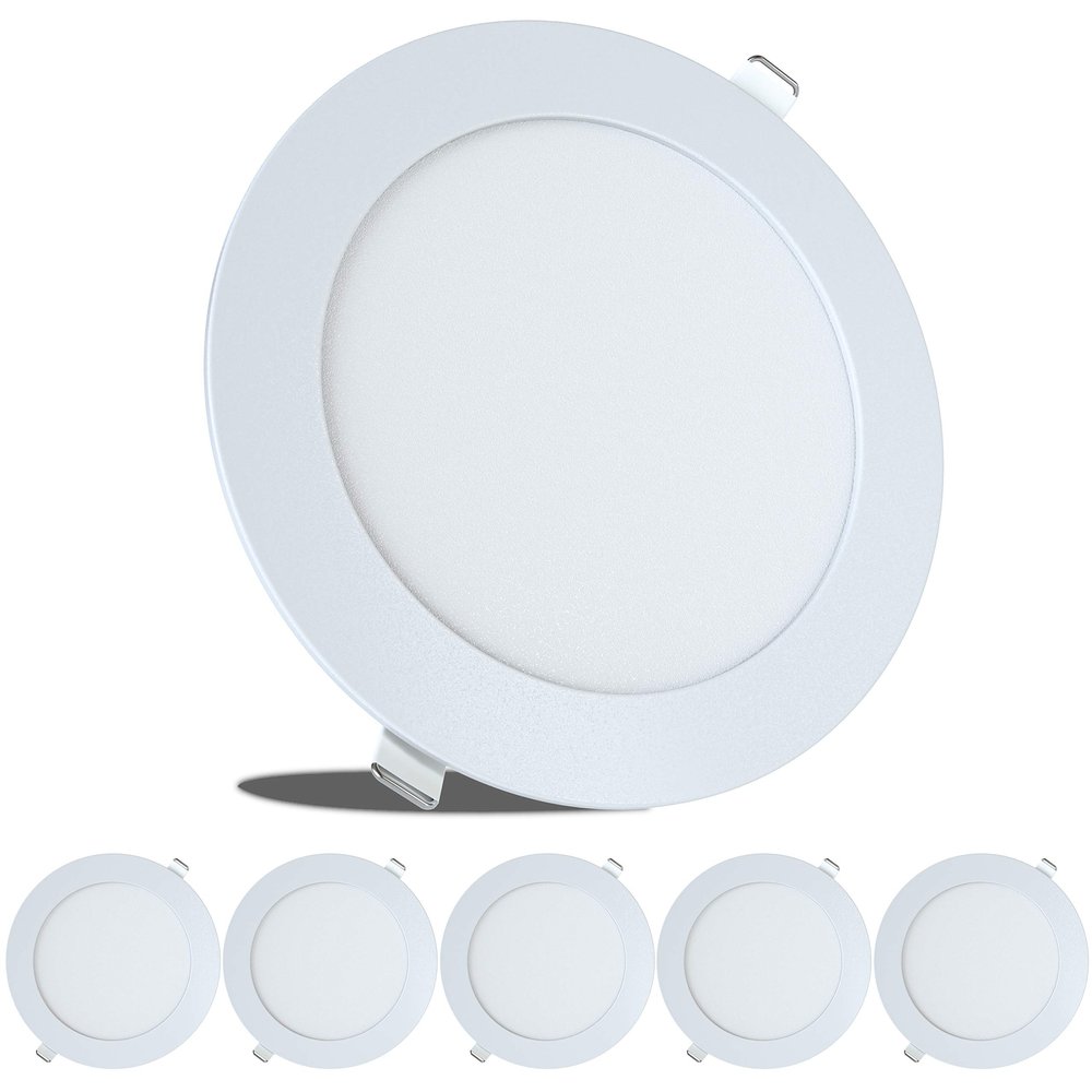 LeisureLED 5 Pack RV Boat Recessed Ceiling Light 720 Lumen Super Slim LED Panel Light DC 12V 5.75" 9W Full Aluminum Downlights (Cool White)