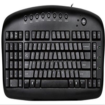 A4tech Ergonomic Left Handed Keyboard for Business/Accounting - 8 Multimedia Hotkeys - Eliminates RSI and Carpal Tunnel - Patented Natural_Reduce Back and Shoulder Strain to Improve Posture