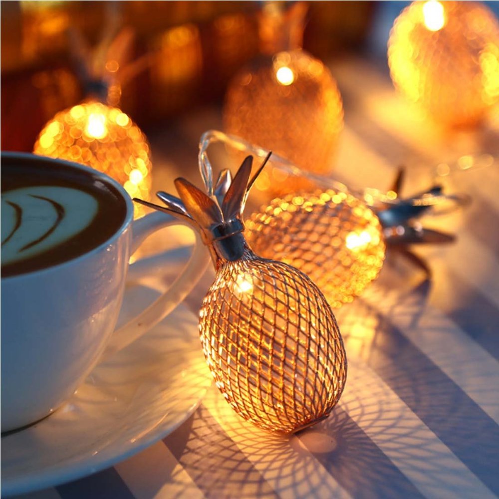 Amants01 Pineapple Metal Fairy String Lights 10ft 20 LEDs Metal Pineapple Best Decoration Lights for Christmas Decoration,House,Room.(Warm White)