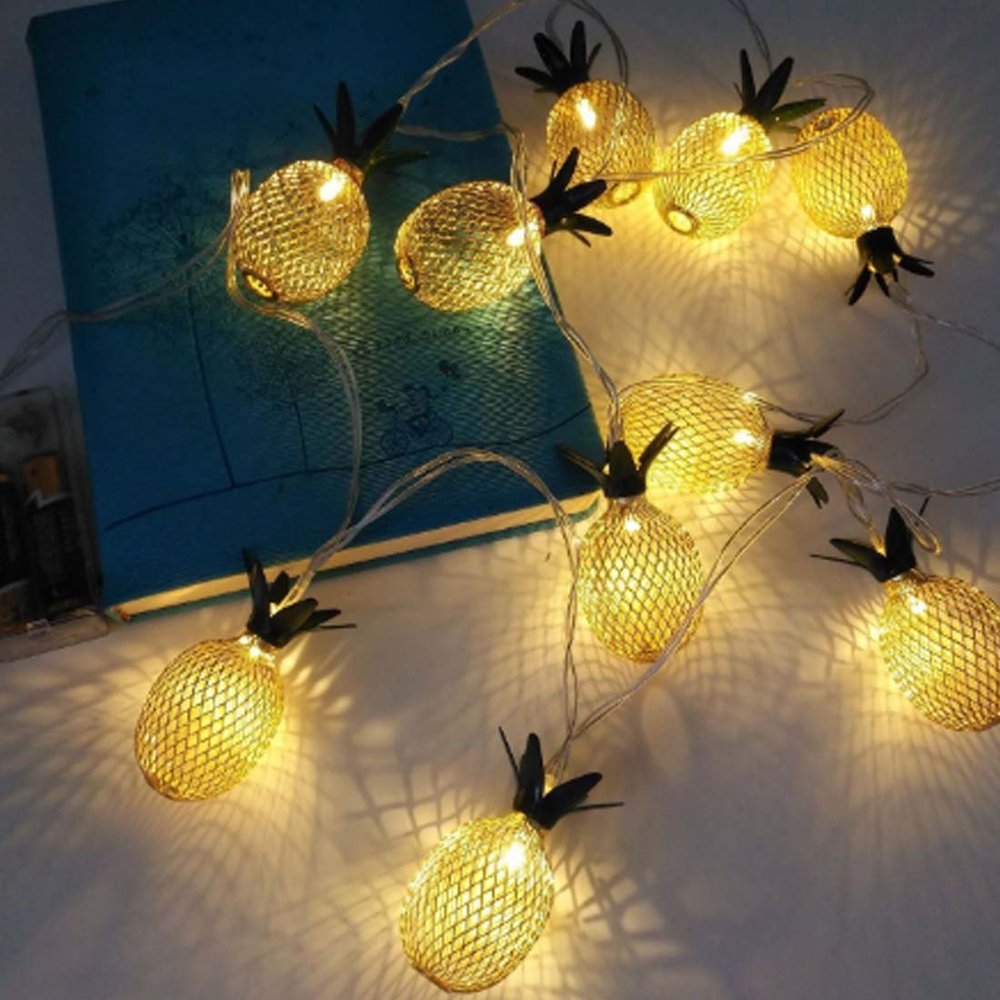 Amants01 Pineapple Metal Fairy String Lights 5ft 10 LEDs Metal Pineapple Wire Best Decoration Lights for Christmas Decoration,House,Room.(Warm White)