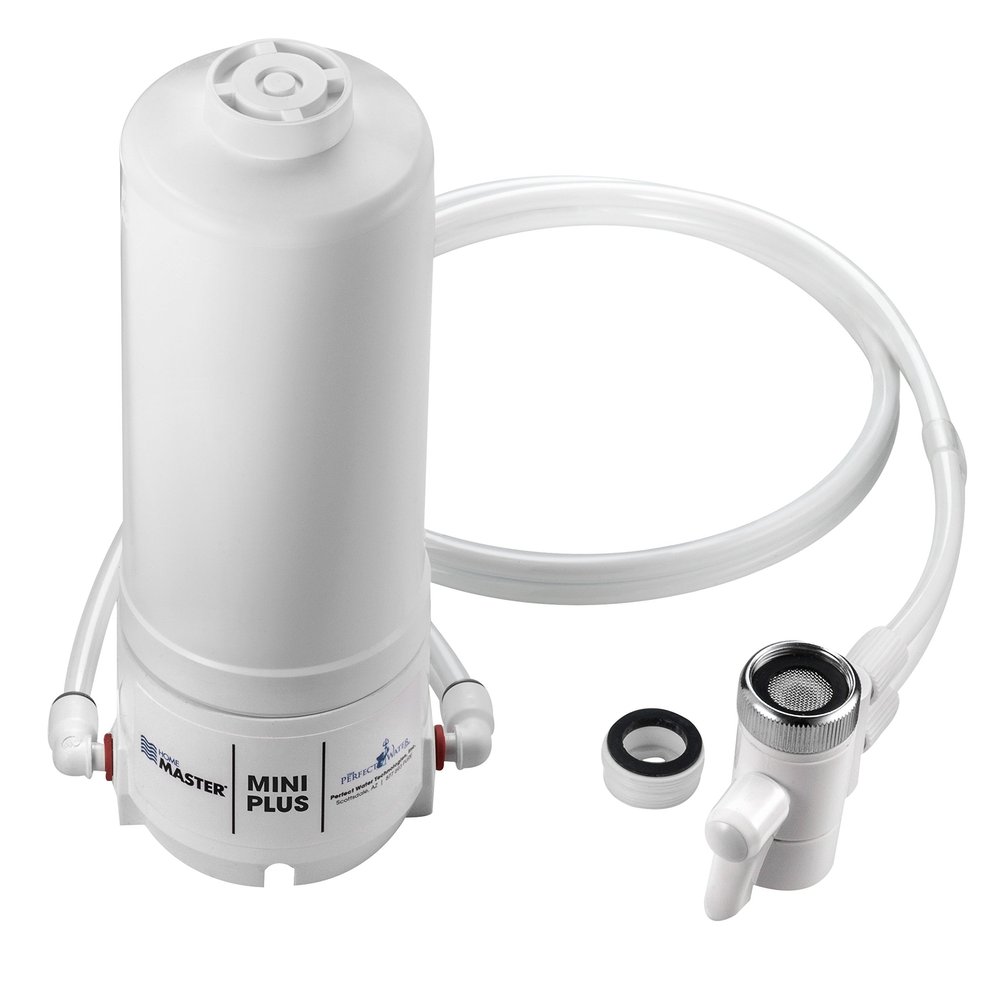 Home Master HM-MINI-Plus Countertop Faucet Filter, 750 Gallons Replaceable Filter, 1 Micron Absolute, NSF Certified Filter, Removes Lead, Chlorine, Chemicals, VOCs, TTHMs & More, Made in USA
