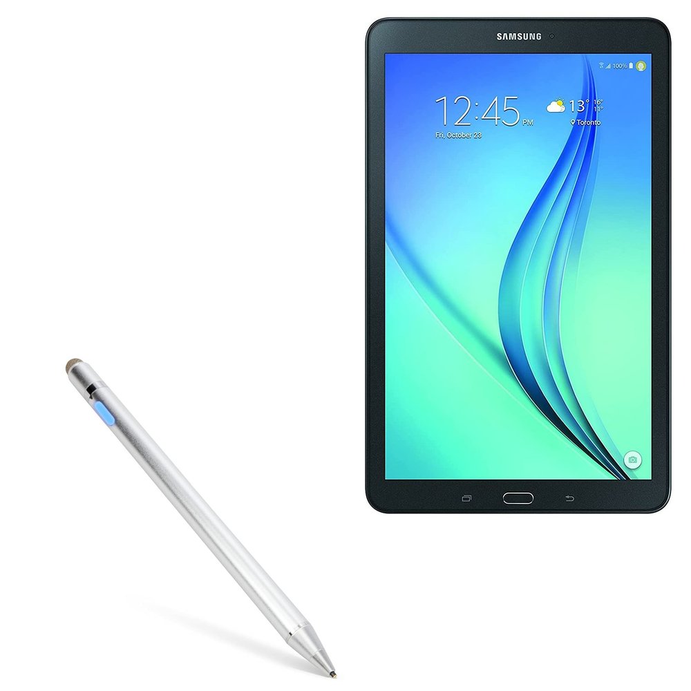 BoxWave Stylus Pen Compatible with Galaxy Tab E (9.6) - AccuPoint Active Stylus, Electronic Stylus with Ultra Fine Tip - Metallic Silver