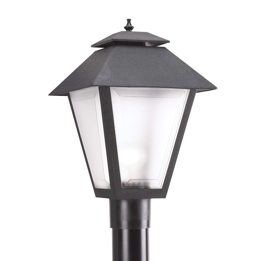 Generation Lighting Polycarbonate 1-Light Outdoor Post Lantern in Black