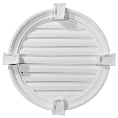 Ekena Millwork 22"W x 22"H x 1 1/4"P, Round Gable Vent with Keystones, Functional