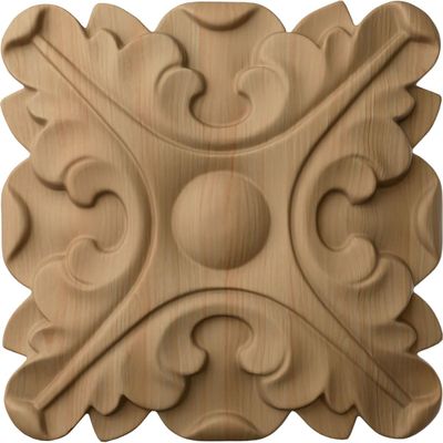 Ekena Millwork ROS03X03ACAL Acanthus Square Rosette, 3 1/2"W x 3 1/2"H x 5/8"P, Alder