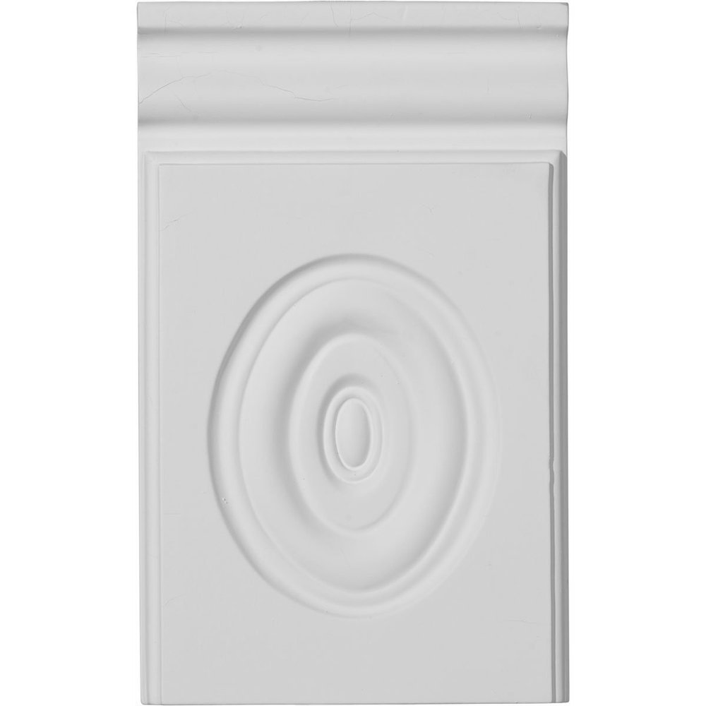Ekena Millwork PB05X09X01AD Adonis Bullseye Plinth Blocks, 5 3/4"W x 9 3/8"H x 1"P, Primed