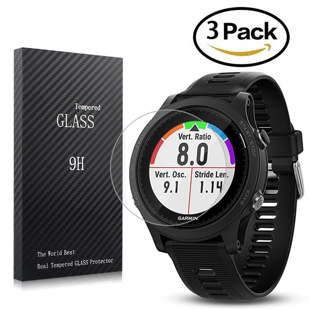 Youniker 3 Pack Compatible with Garmin Forerunner 935 Watch Screen Protector Tempered Glass Screen Protectors Foils 9H 0.3MM Anti-Scratch Anti-Fingerprint Bubble Free